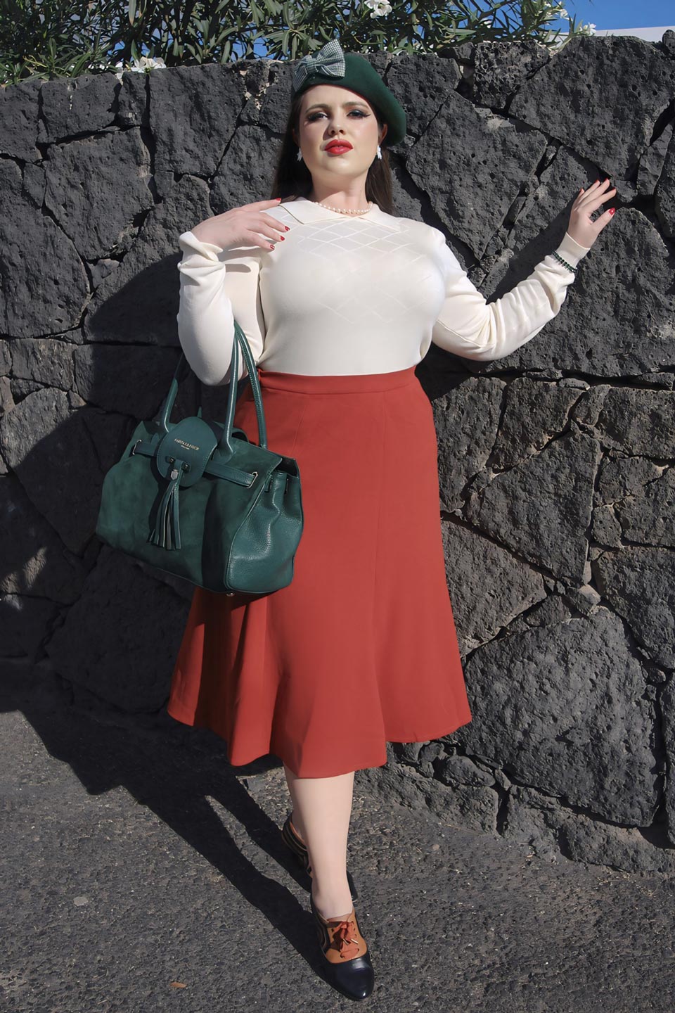 Bette Midi Skirt in Rust